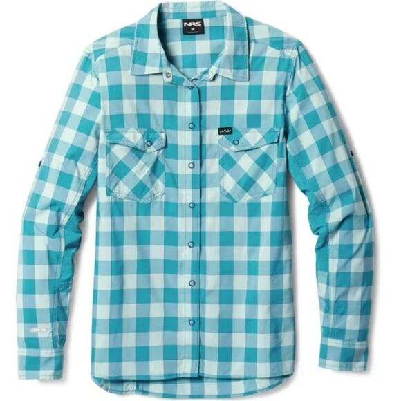 NRS Long-Sleeve Guide Checkered Silkweight Lightweight Button Up Shirt Women's L - Picture 2 of 12